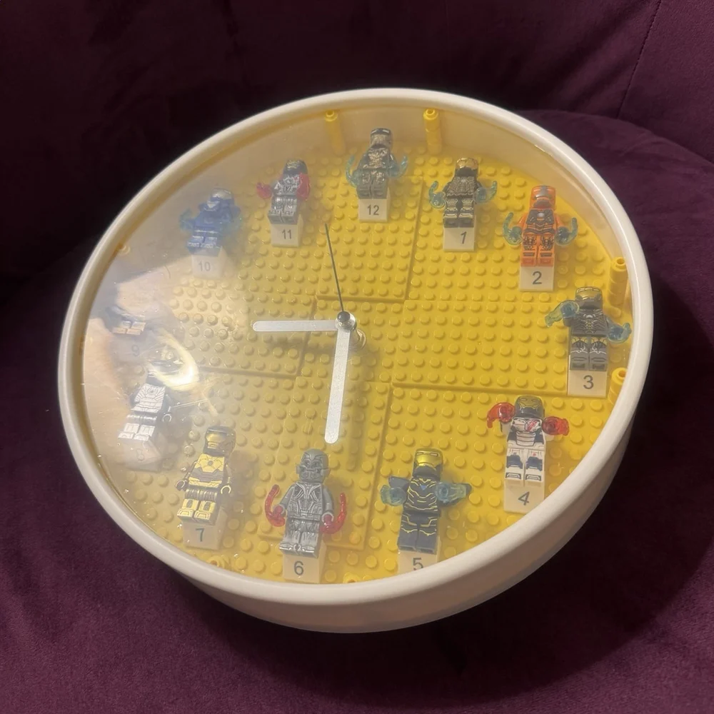 DIY Lego-Inspired Minifigure Wall Clock Set Made Building Block Iron Man Quite